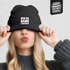 Damen Beanie mit Spruch Bin da kann losgehen Statement Wintermütze Feinstricke Patch Bedruckt Streewear Accessoire Moonworks®preview