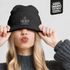 Damen Beanie mit Spruch Lächle Sarkasmus Ironie Statement Patch Aufdruck Bedruckt  Moonworks®preview