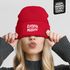 Damen Beanie Patch Mom Sprüche Sarkastisch Ironie Strickmütze mit Spruch Mutter Aufdruck Lustig Damenmütze Moonworks®preview