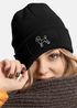 Damen Beanie Patch Strickmütze Pudel Polygon Design Hund Geschenk Hundebesitzerin Damenmütze Moonworks®preview