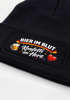 Damen Beanie Patch Strickmütze Spruch Bier Konfetti im Herz Karneval Fasching Aufdruck Lustig Damenmütze Moonworks®preview