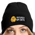 Damen Beanie Patch Strickmütze Spruch Meme Lustig Psychisch am Ente Damenmütze Moonworks®preview