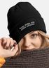 Damen Beanie Patch Strickmütze Wintermütze Spruch Lustig Kann Spuren von Spritz enthalten Geschenk Party Damenmütze Moonworks®preview