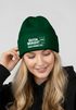 Damen Beanie Spruch Morgenmuffel Geschenkidee Strickmütze mit Spruch Ganz dünnes Eis Aufdruck Lustig Damenmütze Moonworks®preview