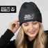 Damen Beanie Spruch Morgenmuffel Geschenkidee Strickmütze mit Spruch Ganz dünnes Eis Aufdruck Lustig Damenmütze Moonworks®preview