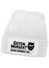 Damen Beanie Spruch Morgenmuffel Geschenkidee Strickmütze mit Spruch Ganz dünnes Eis Aufdruck Lustig Damenmütze Moonworks®preview