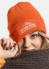 Damen Beanie Strickmütze mit Patch Ich mag Berge Spruch Aufdruck Lustig Natur Outdoor Damenmütze Moonworks®preview