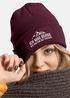 Damen Beanie Strickmütze mit Patch Ich mag Berge Spruch Aufdruck Lustig Natur Outdoor Damenmütze Moonworks®preview