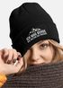 Damen Beanie Strickmütze mit Patch Ich mag Berge Spruch Aufdruck Lustig Natur Outdoor Damenmütze Moonworks®preview