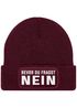 Damen Beanie Strickmütze mit Patch Spruch NEIN Aufdruck Lustig Damenmütze Moonworks®preview