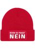 Damen Beanie Strickmütze mit Patch Spruch NEIN Aufdruck Lustig Damenmütze Moonworks®preview