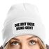 Damen Beanie Strickmütze mit Spruch Aufdruck Lustig Die mit dem Hund geht Geschenk für Hundeliebhaberinnen Moonworks®preview