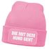 Damen Beanie Strickmütze mit Spruch Aufdruck Lustig Die mit dem Hund geht Geschenk für Hundeliebhaberinnen Moonworks®preview