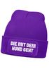 Damen Beanie Strickmütze mit Spruch Aufdruck Lustig Die mit dem Hund geht Geschenk für Hundeliebhaberinnen Moonworks®preview
