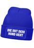 Damen Beanie Strickmütze mit Spruch Aufdruck Lustig Die mit dem Hund geht Geschenk für Hundeliebhaberinnen Moonworks®preview
