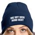 Damen Beanie Strickmütze mit Spruch Aufdruck Lustig Die mit dem Hund geht Geschenk für Hundeliebhaberinnen Moonworks®preview
