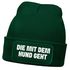 Damen Beanie Strickmütze mit Spruch Aufdruck Lustig Die mit dem Hund geht Geschenk für Hundeliebhaberinnen Moonworks®preview