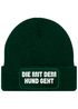 Damen Beanie Strickmütze mit Spruch Aufdruck Lustig Die mit dem Hund geht Geschenk für Hundeliebhaberinnen Moonworks®preview