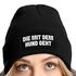 Damen Beanie Strickmütze mit Spruch Aufdruck Lustig Die mit dem Hund geht Geschenk für Hundeliebhaberinnen Moonworks®preview