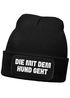 Damen Beanie Strickmütze mit Spruch Aufdruck Lustig Die mit dem Hund geht Geschenk für Hundeliebhaberinnen Moonworks®preview