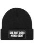 Damen Beanie Strickmütze mit Spruch Aufdruck Lustig Die mit dem Hund geht Geschenk für Hundeliebhaberinnen Moonworks®preview