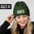 Damen Beanie Strickmütze mit Spruch Ich bin selten radlos Aufdruck Lustig Damenmütze Geschenk Fahrradfahrer Moonworks®preview