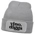 Damen Beanie Strickmütze mit Spruch Vino Digga Aufdruck Lustig Damenmütze Geschenkidee Weintrinker Moonworks®preview