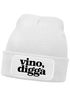 Damen Beanie Strickmütze mit Spruch Vino Digga Aufdruck Lustig Damenmütze Geschenkidee Weintrinker Moonworks®preview