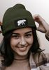 Damen Beanie Wintermütze mit Patch Bär Lineart Polygon Natur Outdoor Aufdruck Print Strickmütze Neverless®preview