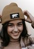 Damen Beanie Wintermütze mit Patch Bär Lineart Polygon Natur Outdoor Aufdruck Print Strickmütze Neverless®preview