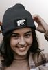 Damen Beanie Wintermütze mit Patch Bär Lineart Polygon Natur Outdoor Aufdruck Print Strickmütze Neverless®preview