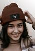Damen Beanie Wintermütze mit Patch Hirsch Polygon Design Aufdruck Print Strickmütze Outdoor Fashion Frauen Neverless®preview