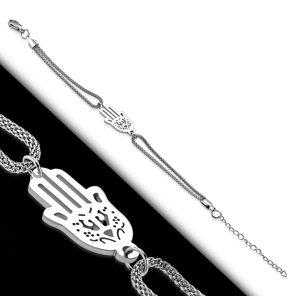 MYSTIC JEWELS Armband Aus 925 Sterling Silber – Mit Hamsa & Bösen Auge, 16+2 Cm