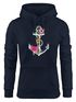 Damen Hoodie Anker Blumen Flower Anchor Watercolor Kapuzen-Pullover Kapuzenpullover Kapuzenpulli Neverless®preview