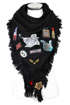 Damen Schal Fransen Patches XXL Winterschal Deckenschal quadratisch Neverless®preview