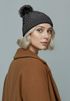 Damen Strick-Mütze Merino Wollmütze Bommelmütze Wintermütze mit Umschlag Pudelmütze Strickbeanie Neverless®preview