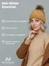Damen Strick-Mütze Merino Wollmütze Bommelmütze Wintermütze mit Umschlag Pudelmütze Strickbeanie Neverless®preview