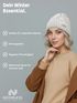 Damen Strick-Mütze Merino Wollmütze ohne Bommel ungefüttert Wintermütze mit Umschlag Strickbeanie Neverless®preview