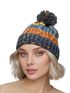 Damen Strickmütze Grobstrick Bunt Gemustert Fleecefutter Wintermütze Pudelmütze Strickbommel Neverless®preview