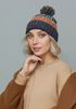 Damen Strickmütze Grobstrick Bunt Gemustert Fleecefutter Wintermütze Pudelmütze Strickbommel Neverless®preview