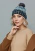 Damen Strickmütze Grobstrick Bunt Gemustert Fleecefutter Wintermütze Pudelmütze Strickbommel Neverless®preview