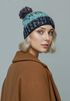 Damen Strickmütze Grobstrick Bunt Gemustert Fleecefutter Wintermütze Pudelmütze Strickbommel Neverless®preview