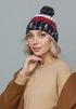 Damen Strickmütze Grobstrick Bunt Gemustert Fleecefutter Wintermütze Pudelmütze Strickbommel Neverless®preview