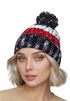 Damen Strickmütze Grobstrick Bunt Gemustert Fleecefutter Wintermütze Pudelmütze Strickbommel Neverless®preview