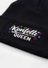 Damen Strickmütze - Konfetti Queen - Spruch Karneval Fasching Aufdruck Lustig - Beanie mit bedrucktem Patch - Damenmütze Moonworks®preview