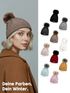 Damen Strickmütze mit Bommel Grobstrick Pudelmütze mit Fellbommel Fake Fur Wintermütze Neverless®preview