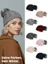 Damen Strickmütze mit Fleecefutter Pudelmütze Wintermütze Warm & Gefüttert mit Bommel Model 1975 Neverless®preview
