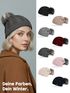 Damen Strickmütze mit Fleecefutter Pudelmütze Wintermütze Warm & Gefüttert mit Bommel Model 1975 Neverless®preview