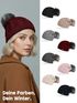 Damen Strickmütze mit Fleecefutter Pudelmütze Wintermütze Warm & Gefüttert mit Bommel Model 1975 Neverless®preview