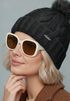 Damen Strickmütze mit Fleecefutter und Kunstfell Bommel Zopfmuster Grobstrick Wintermütze Bommelmütze Model 2207 Neverless®preview